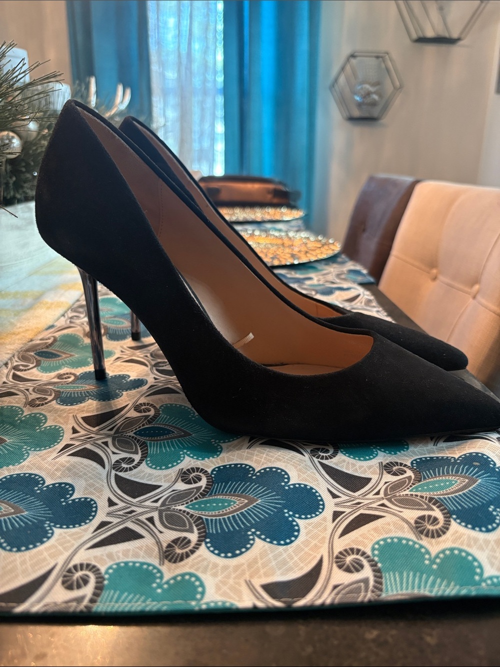 Zara Black Suede Pointed-Toe Stiletto Heels
